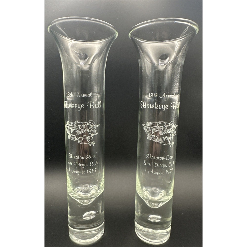 Vintage 1987 Iowa Hawkeyes 18th Annual Hawkeye Ball Souvenir Tulip Glasses (2)
